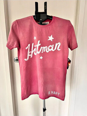 Roots of Fight Bret Hitman Hart T-Shirt Pink Small